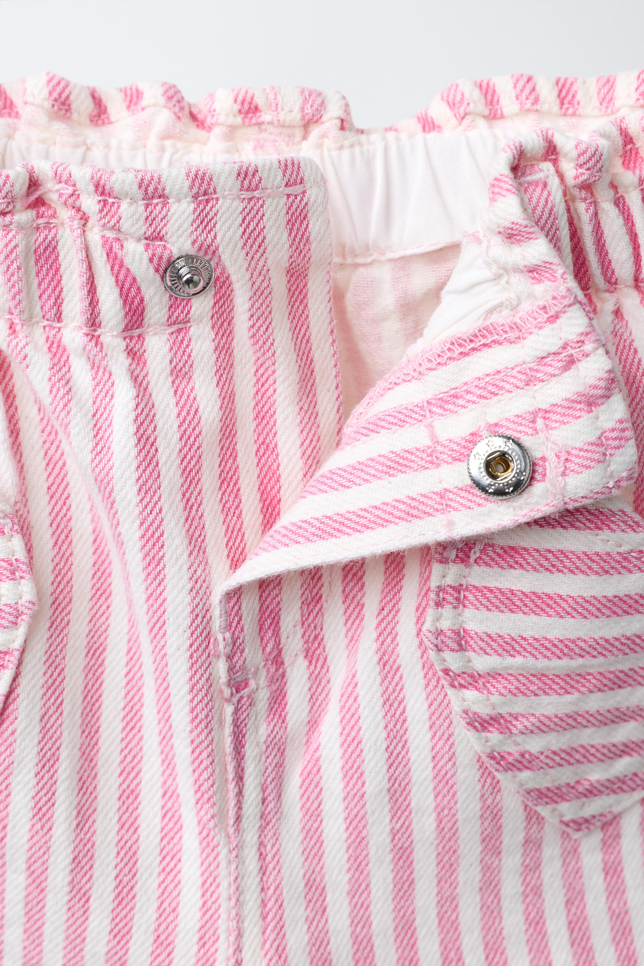 TWILL STRIPED HEART POCKET SHORTS